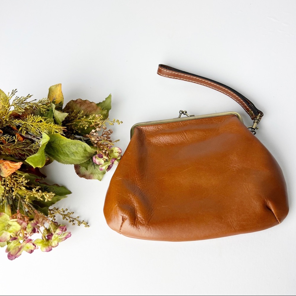 Patricia Nash Savena Leather Wristlet in Tan